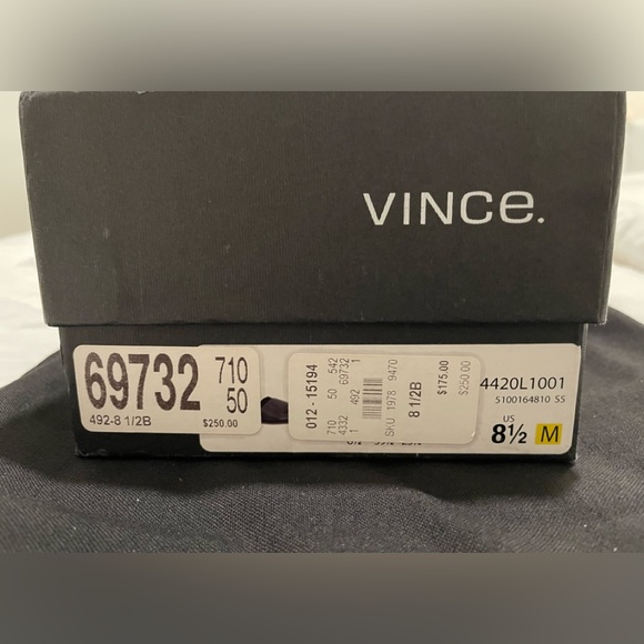 Vince Ida Open-Toe Leather Flat Black w Bone sole 8.5M - Picture 5 of 5